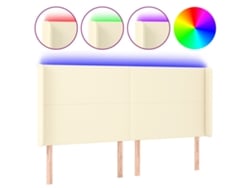 Maison Exclusive - Cabeceira Cama C/ Led 163x16x118/128 Cm Couro Artificial Crème