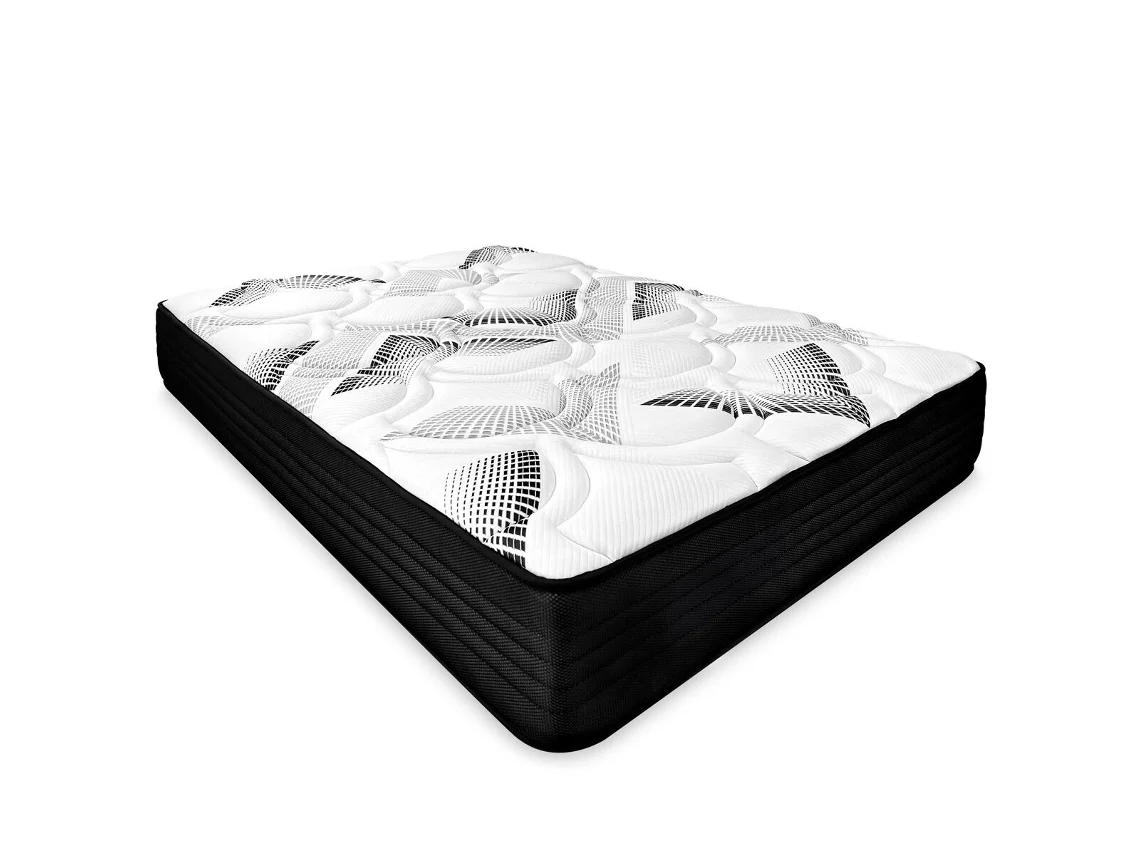 Colchón Viscoelástico Viscobox, Muelles ensacados Blanco/Negro DUERMETE ONLINE (21 cm x 150 cm L x 200 cm P)