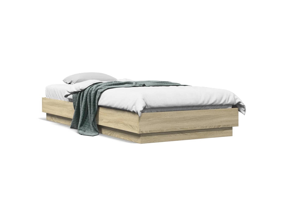 Estructura De Cama Con Luces Led Roble Sonoma 90x200 Cm