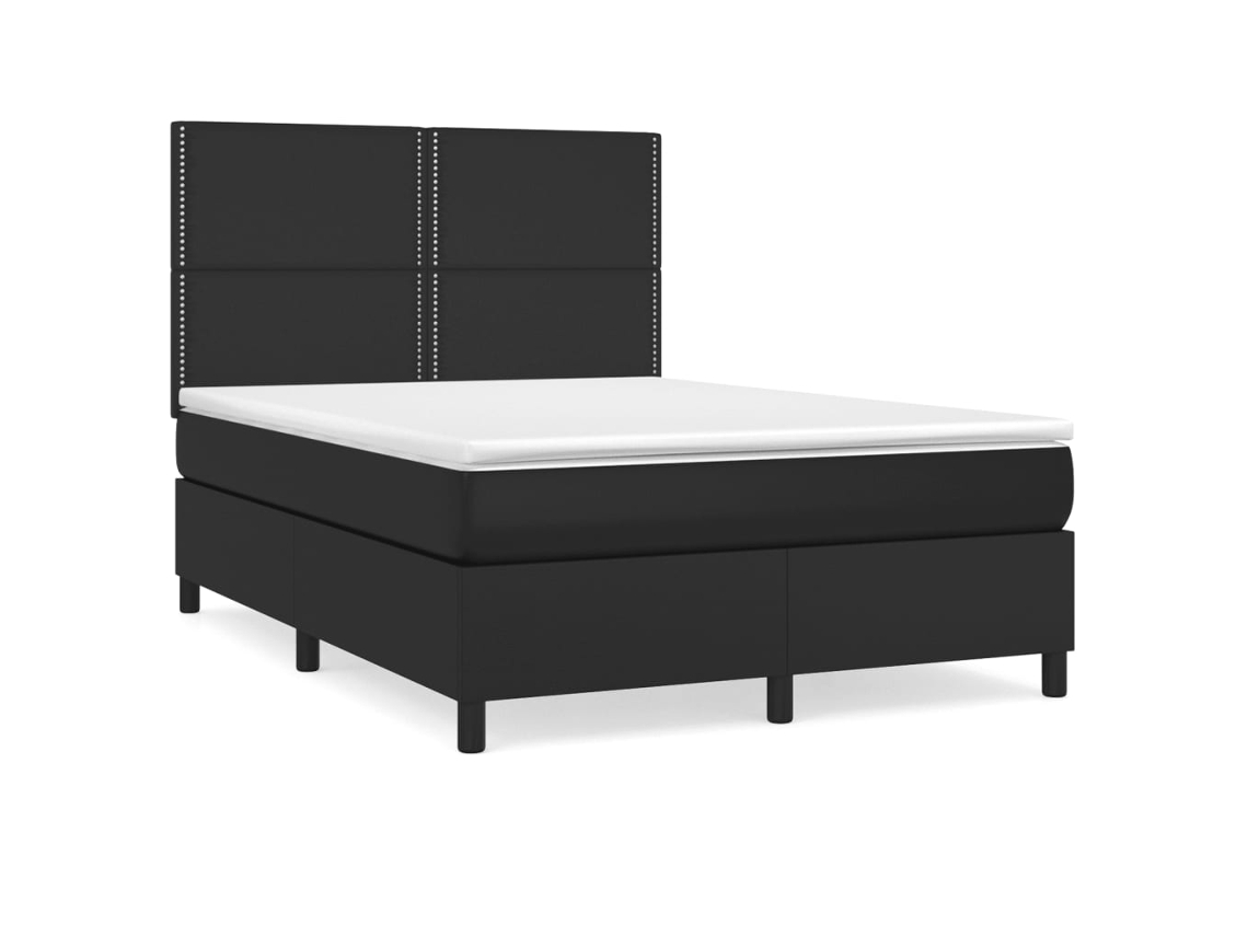 Maison Exclusive - Cama Box Spring Con Colchón Cuero Sintético Negro 140x190 Cm