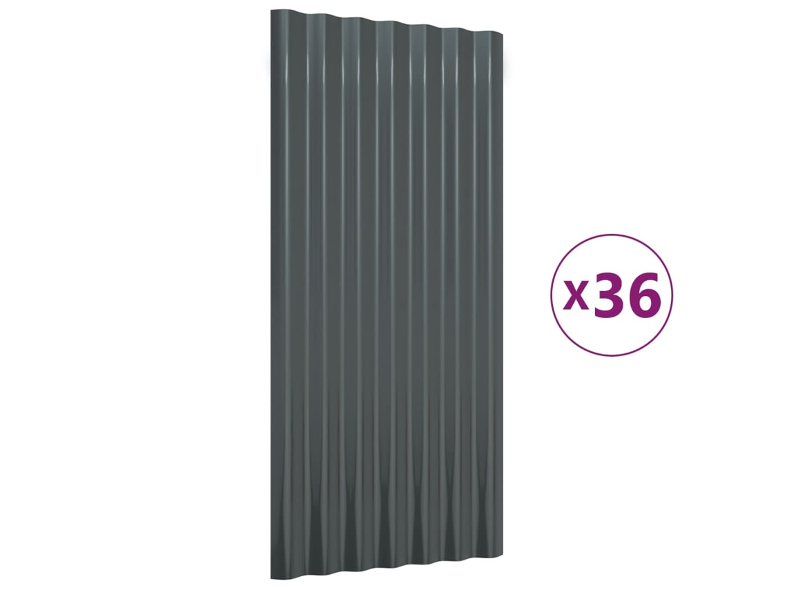 Conjunto 36 Panel de tejado VIDAXL Antracita Acero