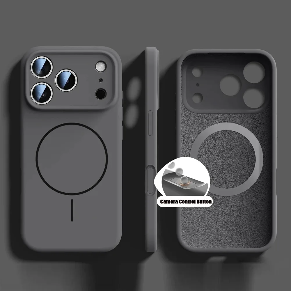 (iphone 17 Pro Negro) Funda Protectora Magnética De Silicona Líquida Para Iphone, Funda Blanda Original