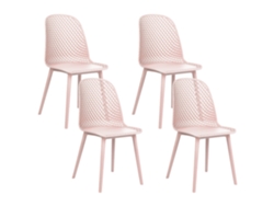 Conjunto de 4 cadeiras minimalistas BELIANI Emory de Material sintético Rosa 45x52x81