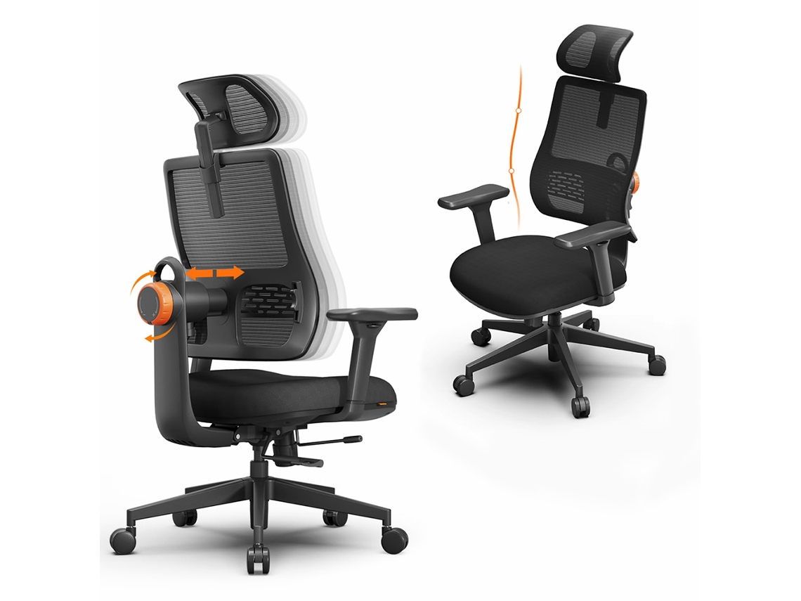 Silla de oficina ergonómica Magich003 con respaldo automático, soporte lumbar adaptable, reposacabezas ajustable y profundidad del asiento Newtral.