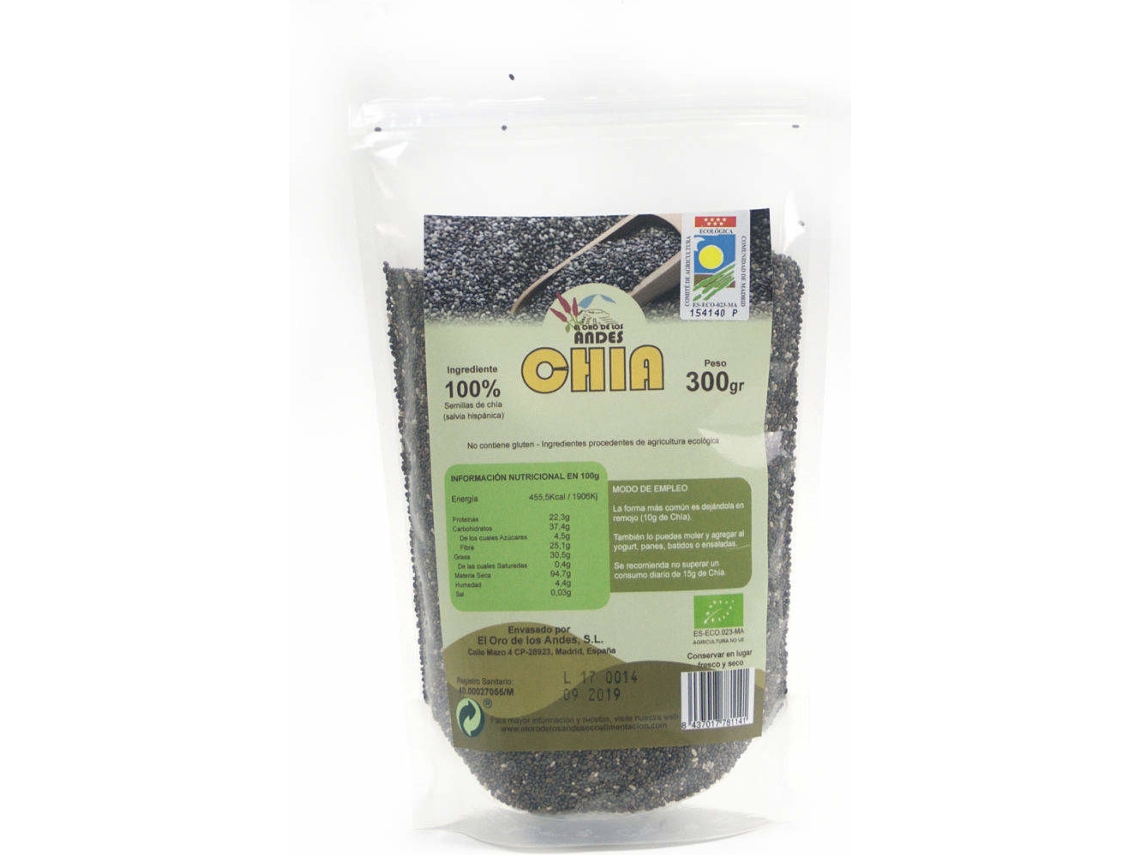 Suplemento Alimentar EL ORO DE LOS ANDES Semillas De Chiao (300 Gr - Yogurt)