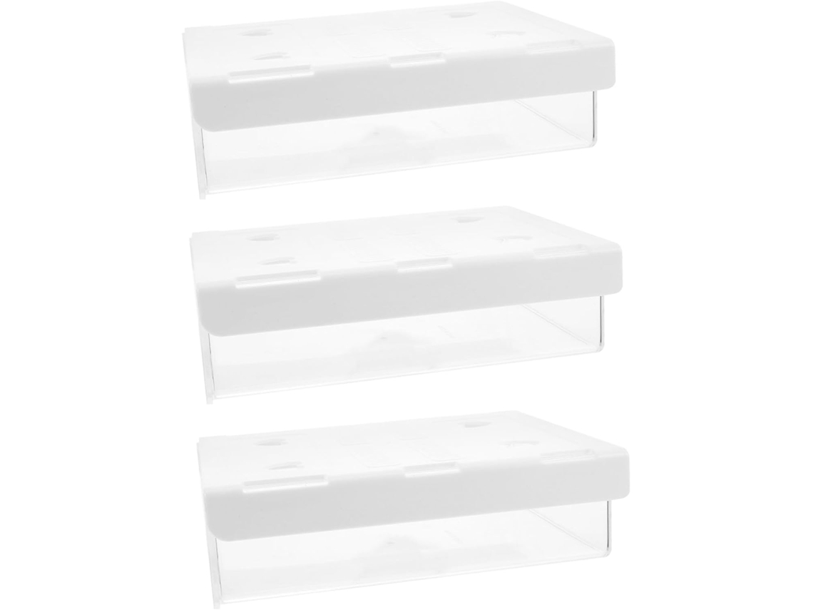 Caja De Almacenamiento Adhesiva De 3 Piezas Para Debajo Del Escritorio Con Cajón Deslizante Oculto Para Organización De Oficina