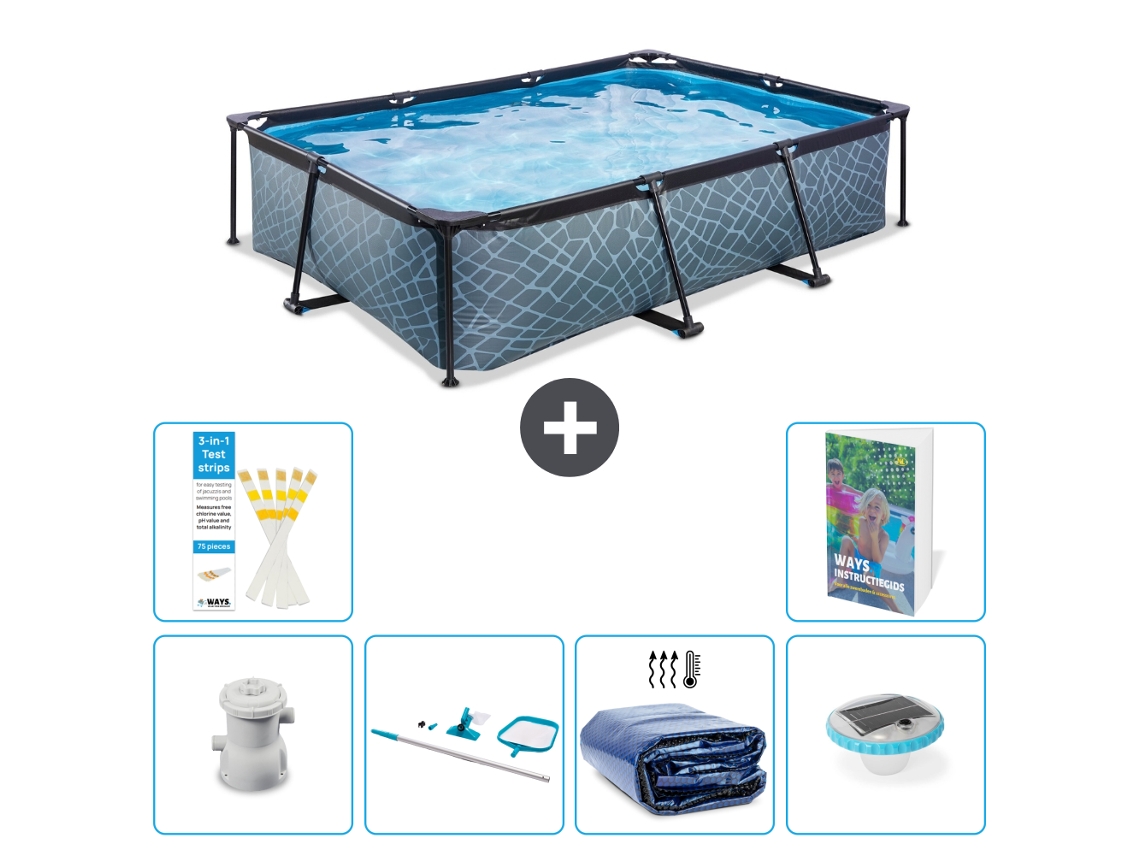 Exit-toys Piscina Exit Retangular - Efeito Pedra - 300x200x65 Cm - 7-peças S305