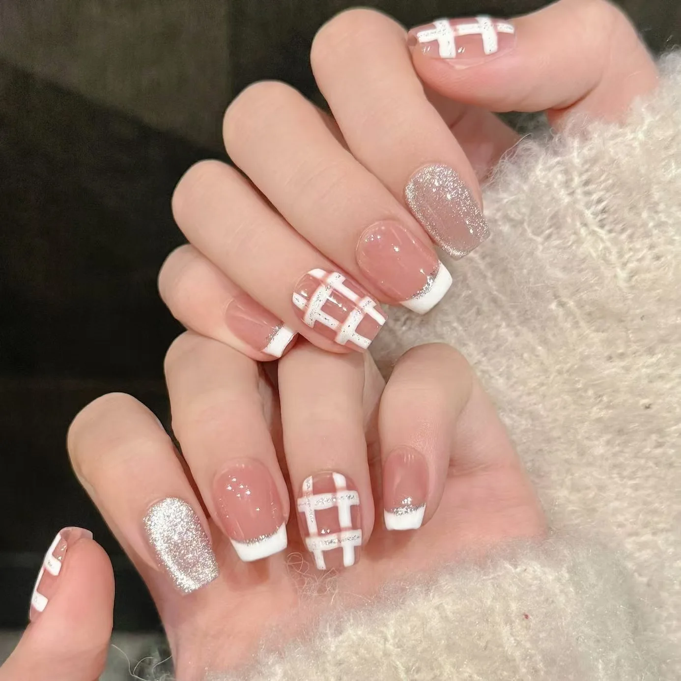 (2386-s) Uñas Postizas Hechas A Mano Con Diseño De Ojo De Gato, 10 Piezas, Pegatinas Para Uñas De Cobertura Total
