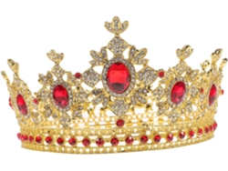 Coroa De Casamento Redonda Com Strass, Estilo Europeu E Americano, Dourada E Vermelha, Para Mulheres.