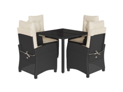 Maison Exclusive - Juego de comedor de jardín de 5 piezas con cojines de mimbre negros