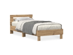 Maison Exclusive - Estructura De Cama Con Led Roble Artesanal 90 X 190 Cm