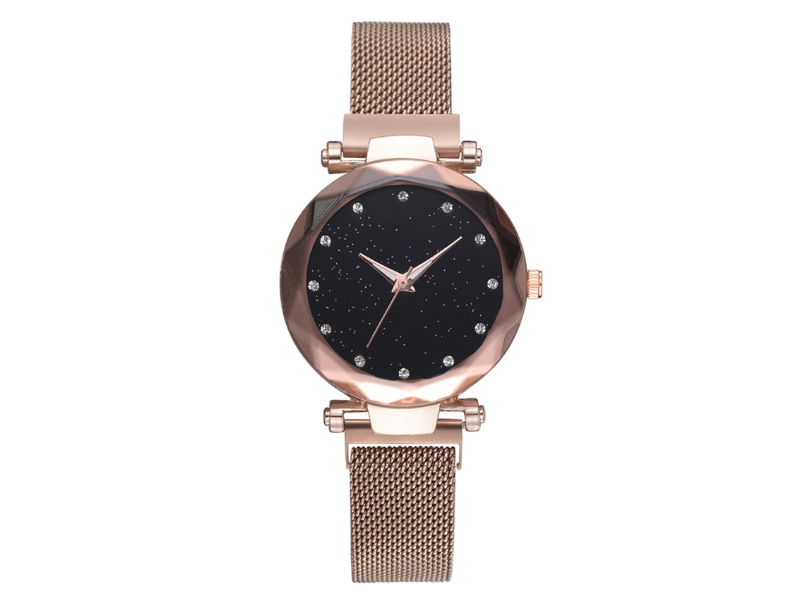 Reloj De Pulsera Informal Para Mujer Con Correa Magnética Y Decoración De Diamantes De Imitación, Acabado Dorado.