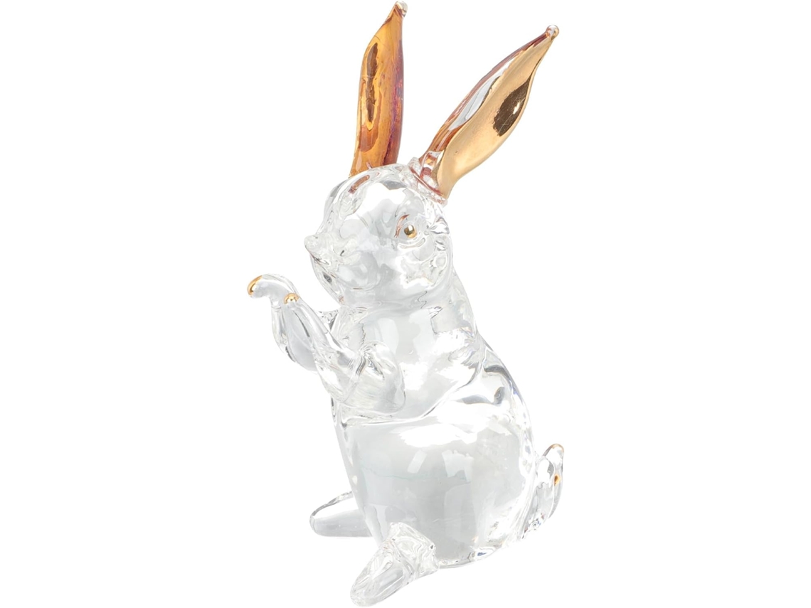 Estatua decorativa de conejo, cristal dorado, figura de animal creativa, decoración fácil de instalar, ideal para Pascua, GOKOCO