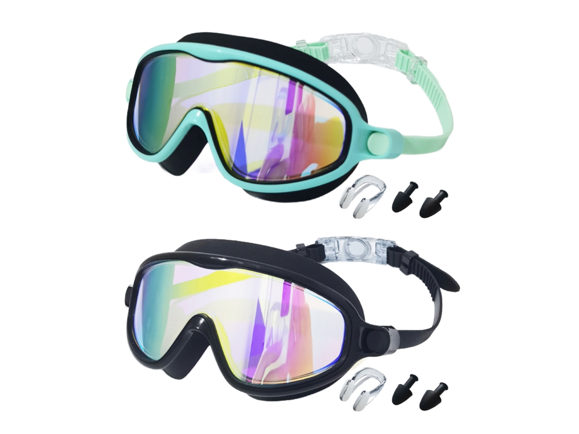 Nuevas gafas de natación con protección UV, modelo infantil 600a: completamente negras con detalles dorados + negras y verdes con detalles dorados (incluye clip).
