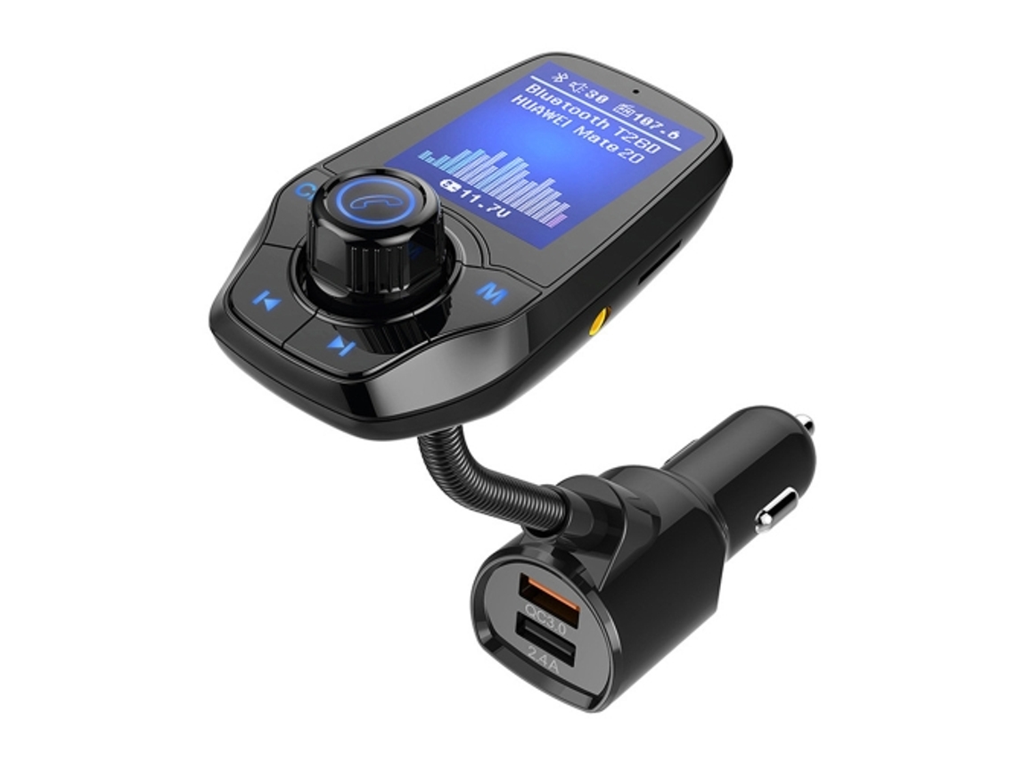 Transmisor FM Bluetooth Fwinl T26d, manos libres, pantalla grande, QC3.0, carga rápida, para coche