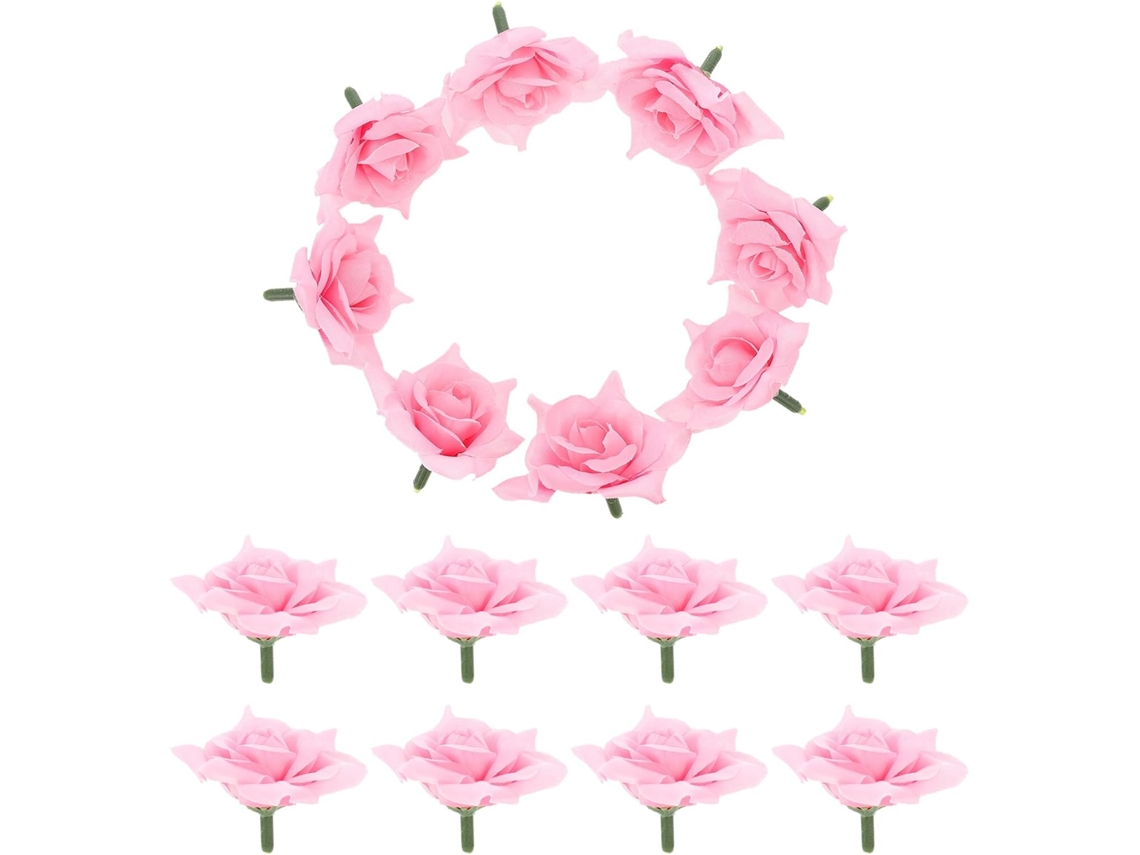 Juego De 100 Cabezas De Rosas Artificiales En Miniatura, Flores Decorativas De Poliéster Rosa Claro.