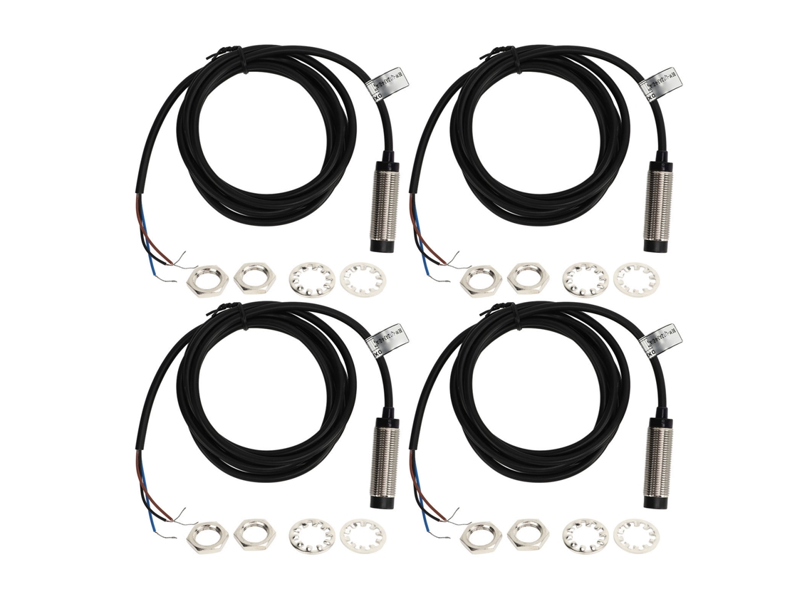 4 juegos de sensores de proximidad inductivos NPN NC de 3 hilos y 4 mm, 6-36 V CC, IP67