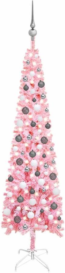 Árbol de Navidad VIDAXL con Luces LED y Bolas (Rosa - 180x48 cm)