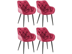 Juego de 4 sillas Tanna de terciopelo rojo CLP