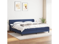 Cama Box Spring Con Colchón Tela Azul 200x200 Cm
