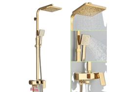 Grifo de ducha monomando dorado con acabado pulido, 10 cm, OEM.