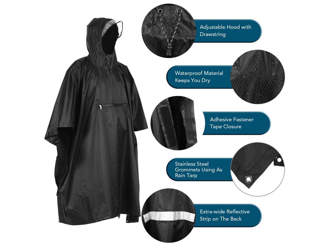 Impermeable con capucha para acampar, hacer senderismo y pescar.