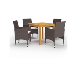 Juego de comedor de jardín de 5 piezas marrón Dkd Home Decor