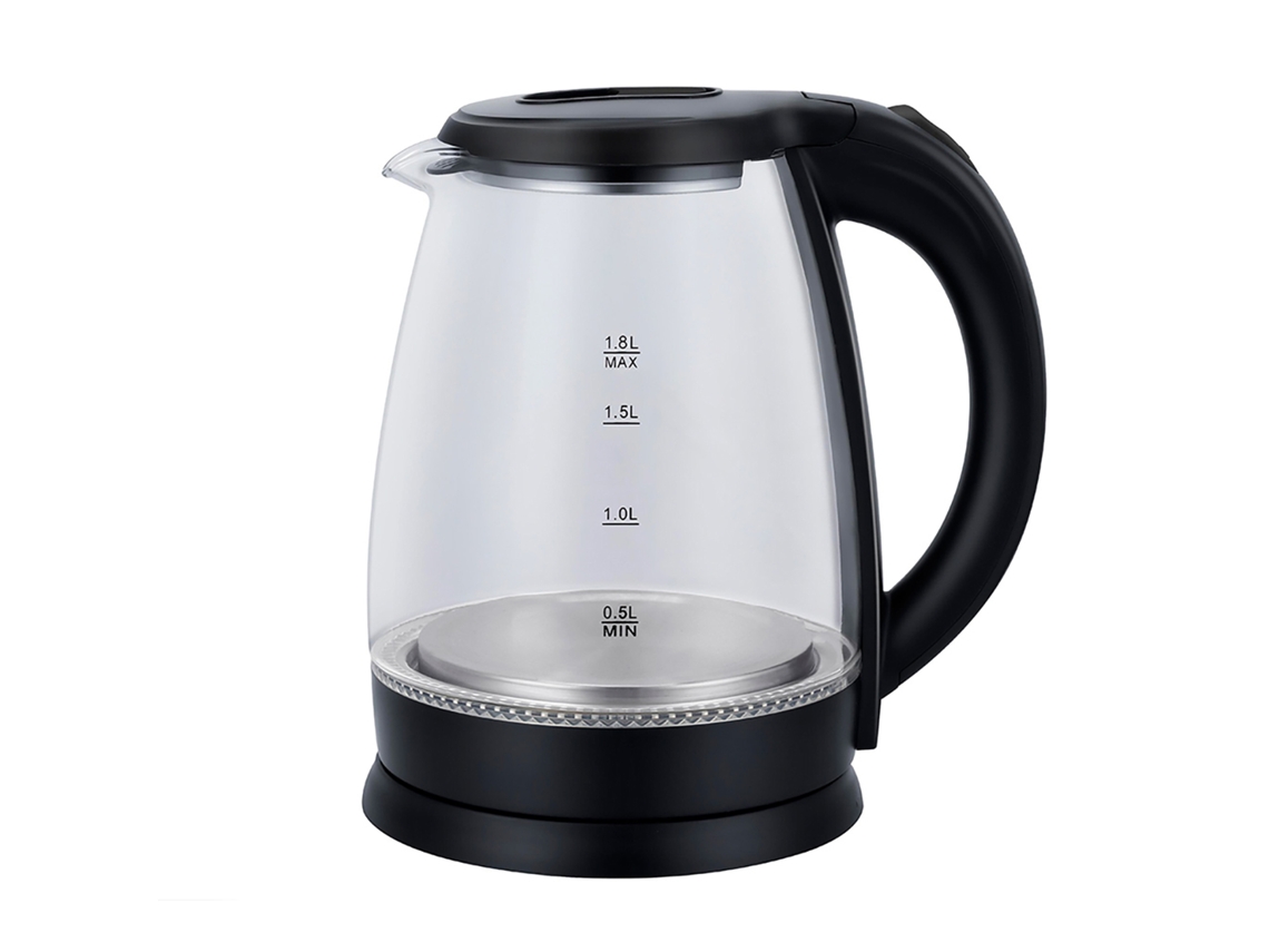 Hervidor De Acero Y Borosilicato Con Luces Led. 1500w Y 1,8l De Capacidad.