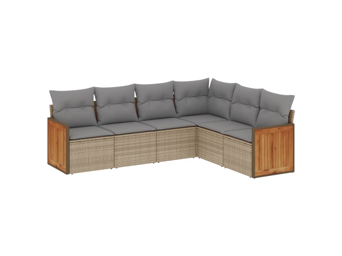 Maison Exclusive - Juego De Sofás Jardín Con Cojines 6 Pzas Ratán Sintético Beige