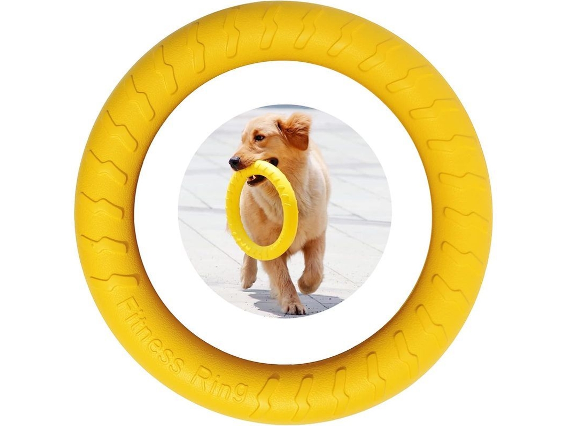 2026-2657-anillo De Entrenamiento Para Perros, Juguete De Tiro Y Agarre, Equipo De Ejercicio Para Perros Pequeños Y Grandes, Amarillo Pequeño 19cm
