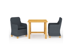 3 Piezas Conjunto de Comedor para Jardín en Color Gris Oscuro