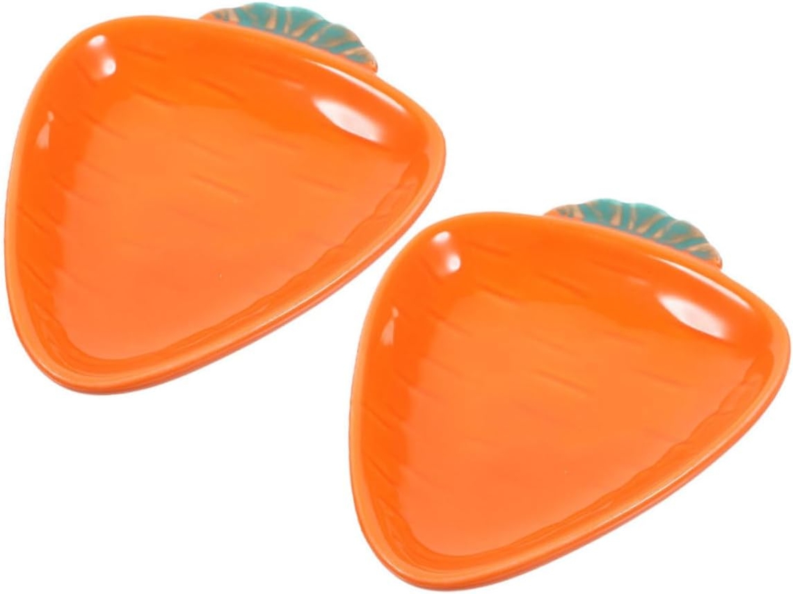 Juego De 2 Cuencos De Cerámica Con Forma De Zanahoria Para Salsas Y Aderezos.