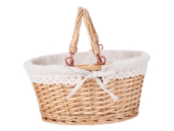 Cesta de picnic con asa Cesta de almacenamiento de mimbre