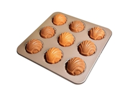 Molde Madeleine 9 Cavidades Antiadherente Dorado