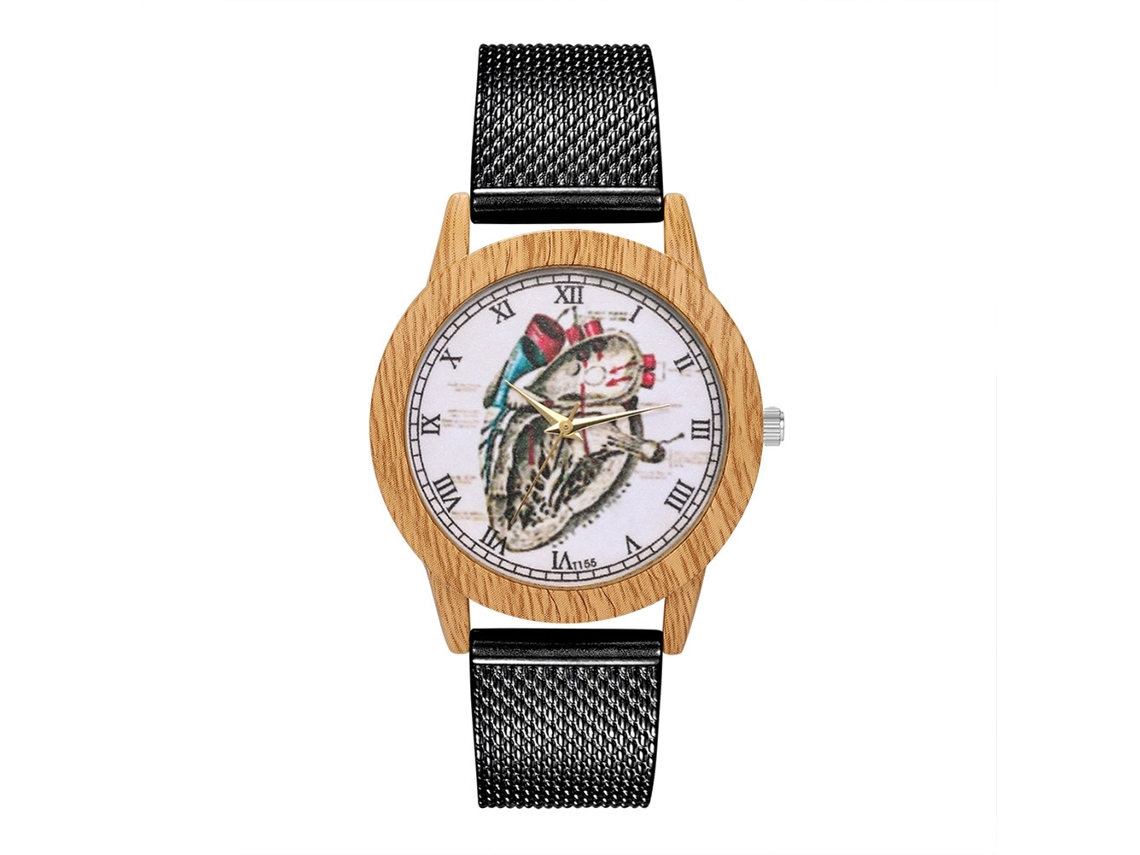 Reloj De Cuarzo Con Correa De Silicona Dial Grande Números Romanos Unisex Negro