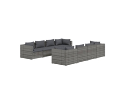 Maison Exclusive - Set De Muebles De Jardín 9 Pzas Y Cojines Ratán Sintético Gris