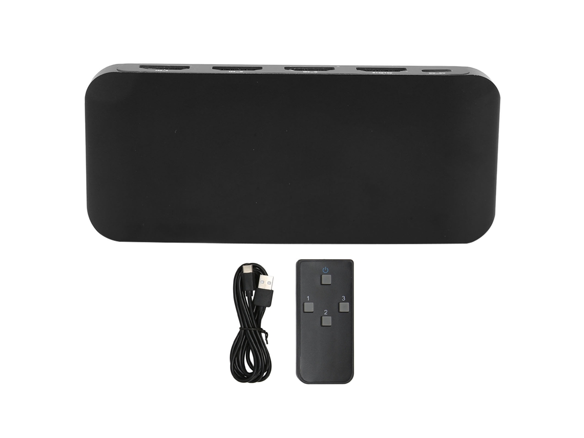Comutador Interface Multimídia Hd 2.1 3 Em 1 Saída 8k 48gbps Com Controle Remoto Alta Resolução
