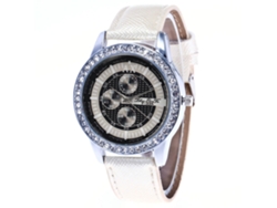 Elegante Reloj Rebirth Para Mujer Con Correa De Pu, Esfera Redonda Y Diamantes De Imitación, Movimiento De Cuarzo (rojo).