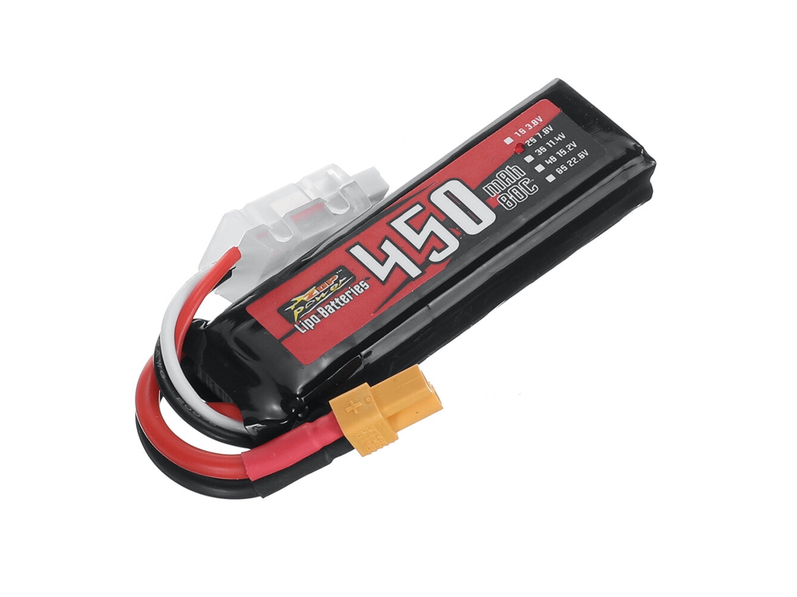 Batería de polímero de litio Zop Power de 7,6 V, 450 mAh, 80 C, 2 s, con conector XT30 para dron DarwinFPV, Baby Ape, Happymodel, Mobula8, Sub250, Nanofly20, Iflight, Cinebee, Whoop Bet.