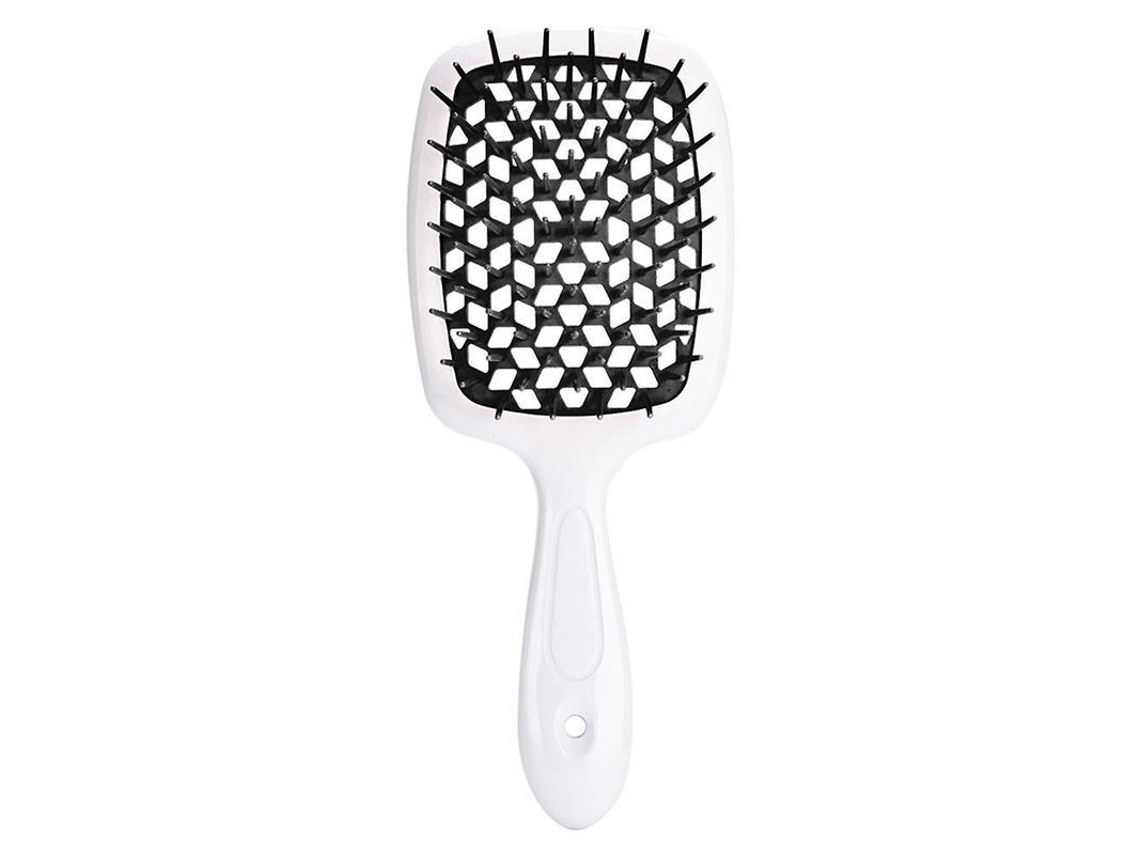 Cepillo Desenredante Para Cabello Rizado Con Mango Negro/blanco - Material Abs+tpu