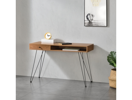 Escritorio EN.CASA Metal/Aglomerado (Negro/Efecto Madera - 75 x 115 x 48 cm)