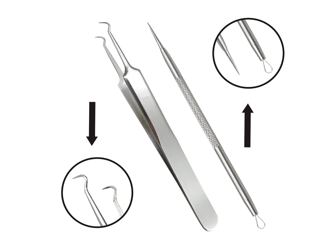 VYLARA Pinça De Aço Inoxidável Para Espinhas, Design Prático Com Pontas Curvas Para Remoção Precisa De Cravos, Removedor De Pelos Encravados Durável E Confiá