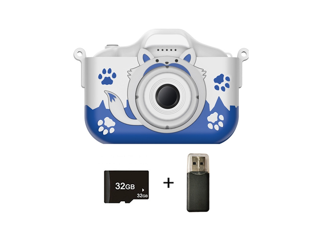 Cámara infantil Gertiz Cute Cat de 4000 W con doble cámara y grabación de vídeo de 1080p, 32 GB, color azul