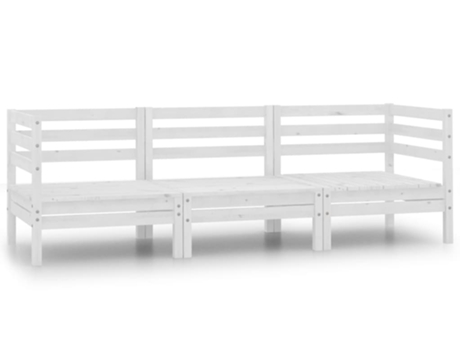 Conjunto 3 Conjunto de muebles de jardín VIDAXL madera maciza pino blanco