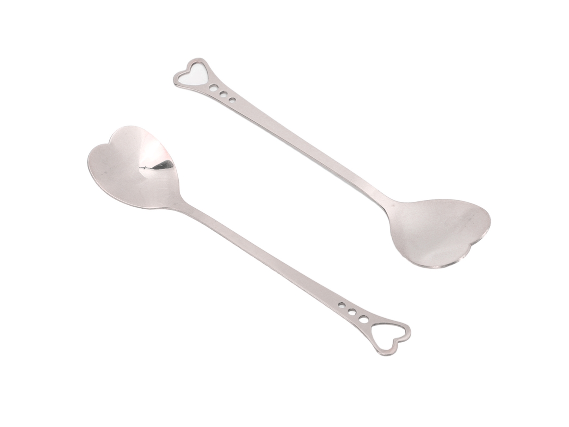 2pcs Colheres de Sobremesa de Aço Inoxidável com Design em Coração para Café Sorvete Bolo