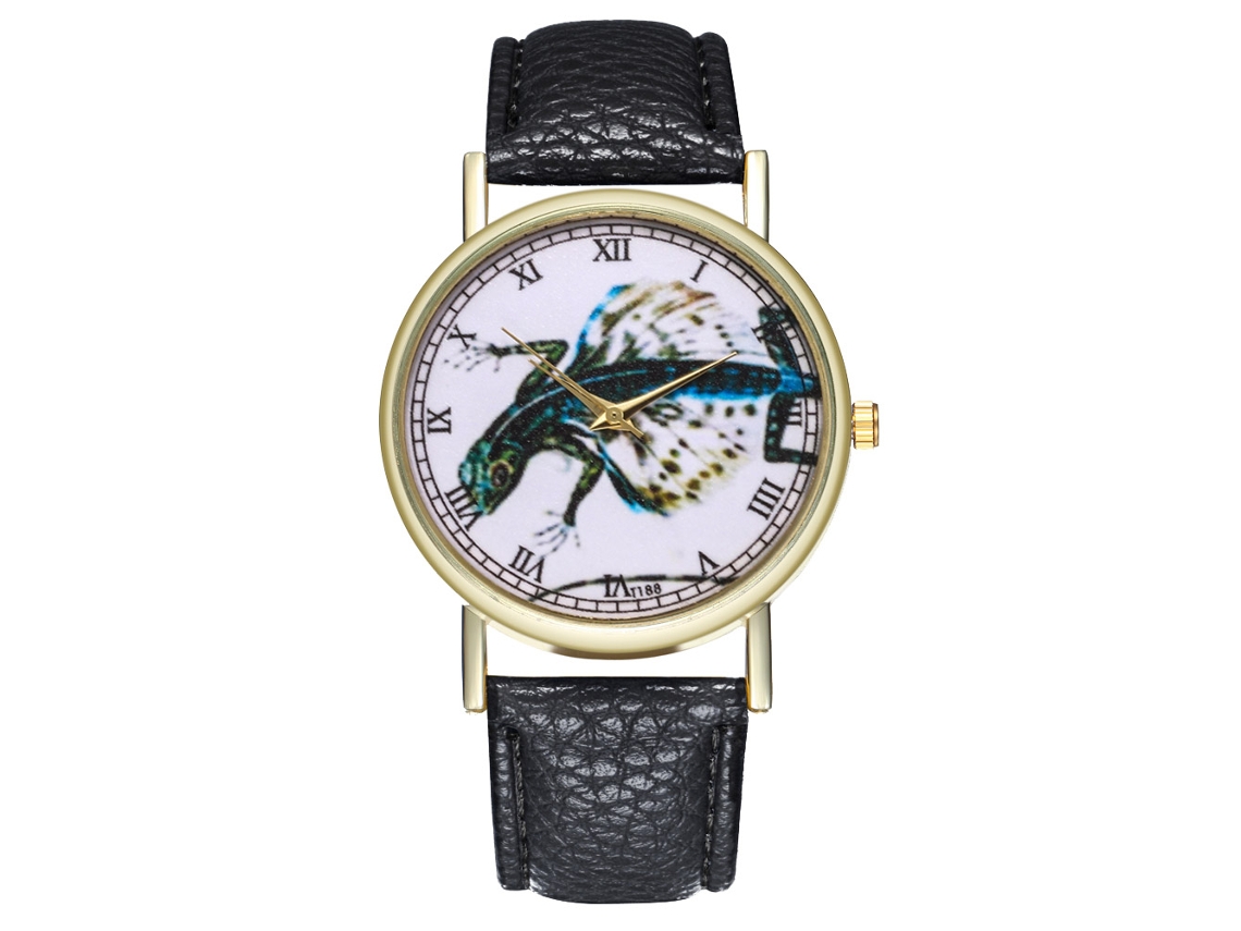 Reloj Unisex Informal De Moda Con Correa De Cuero Y Movimiento De Cuarzo Negro.