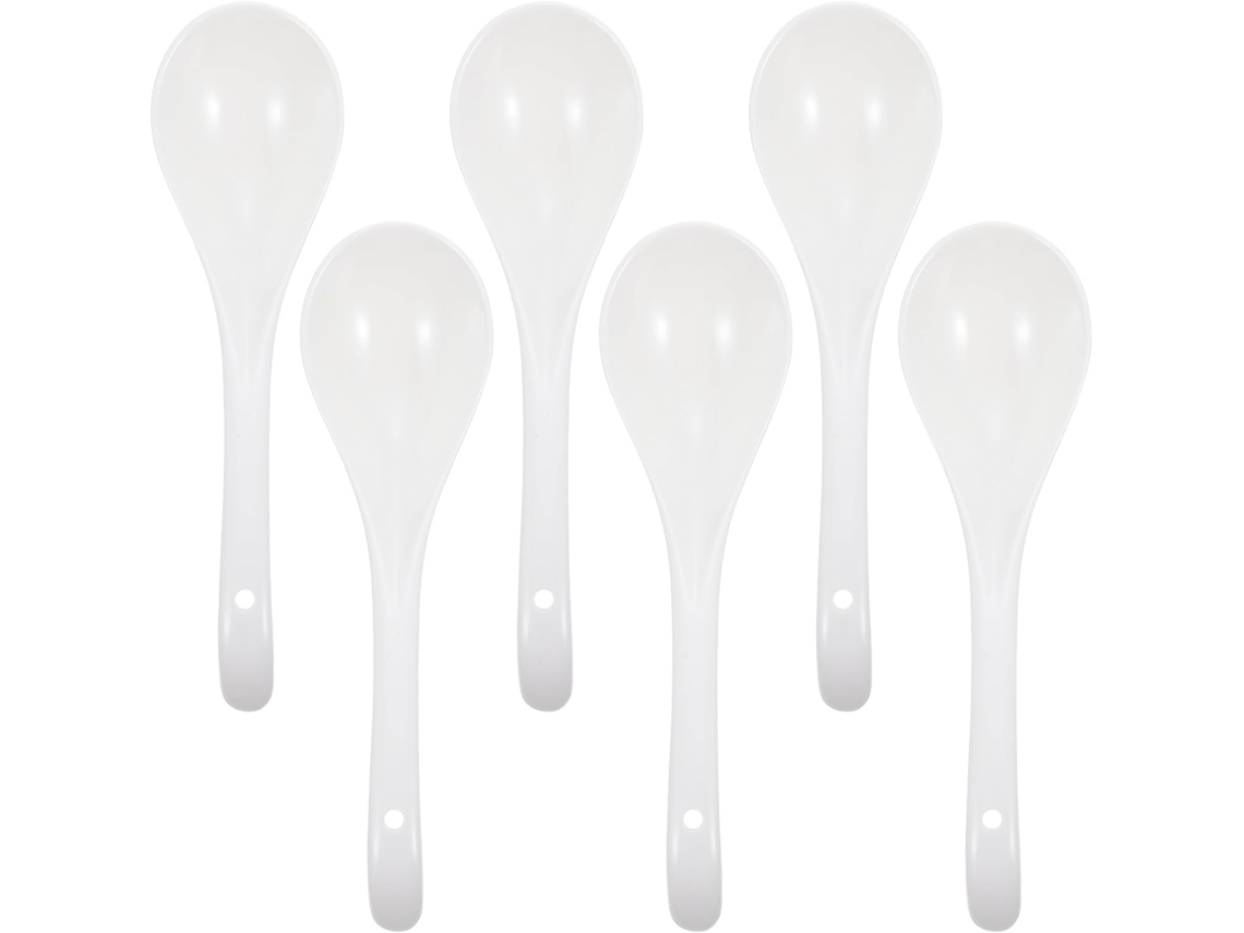 Juego De 6 Cucharas De Arroz De Cerámica Blanca
