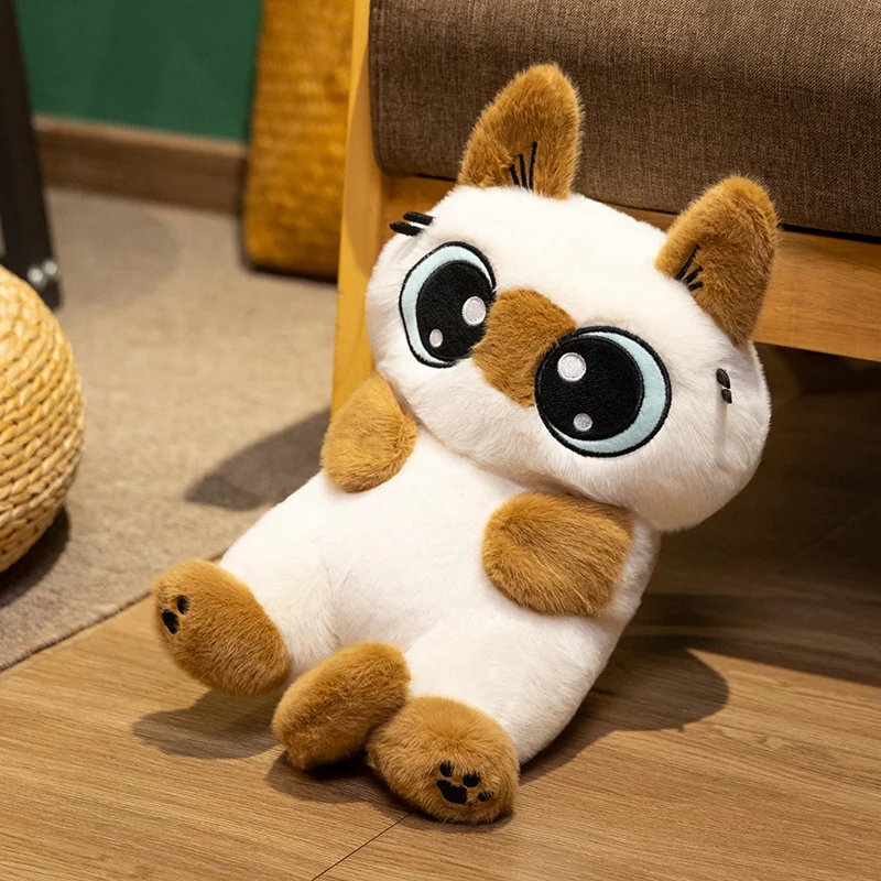 (Aproximadamente 46 cm) Peluche de gato siamés reclinado, supersuave, perfecto para la decoración del hogar y la oficina.