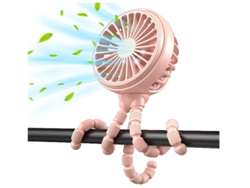 Mini ventilador de cochecito para bebé, recargable, portátil, pequeño, de mano, 3 velocidades ajustables, color rosa Yizhood
