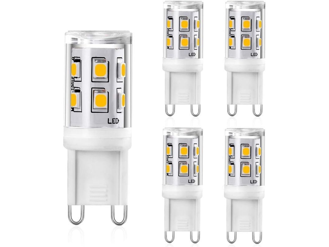 Bombilla Led G9 De 2w, Equivalente A Una Halógena De 20w-25w, Luz Blanca Cálida De 3000k, 200lm, Paquete De 5 clase Energética F